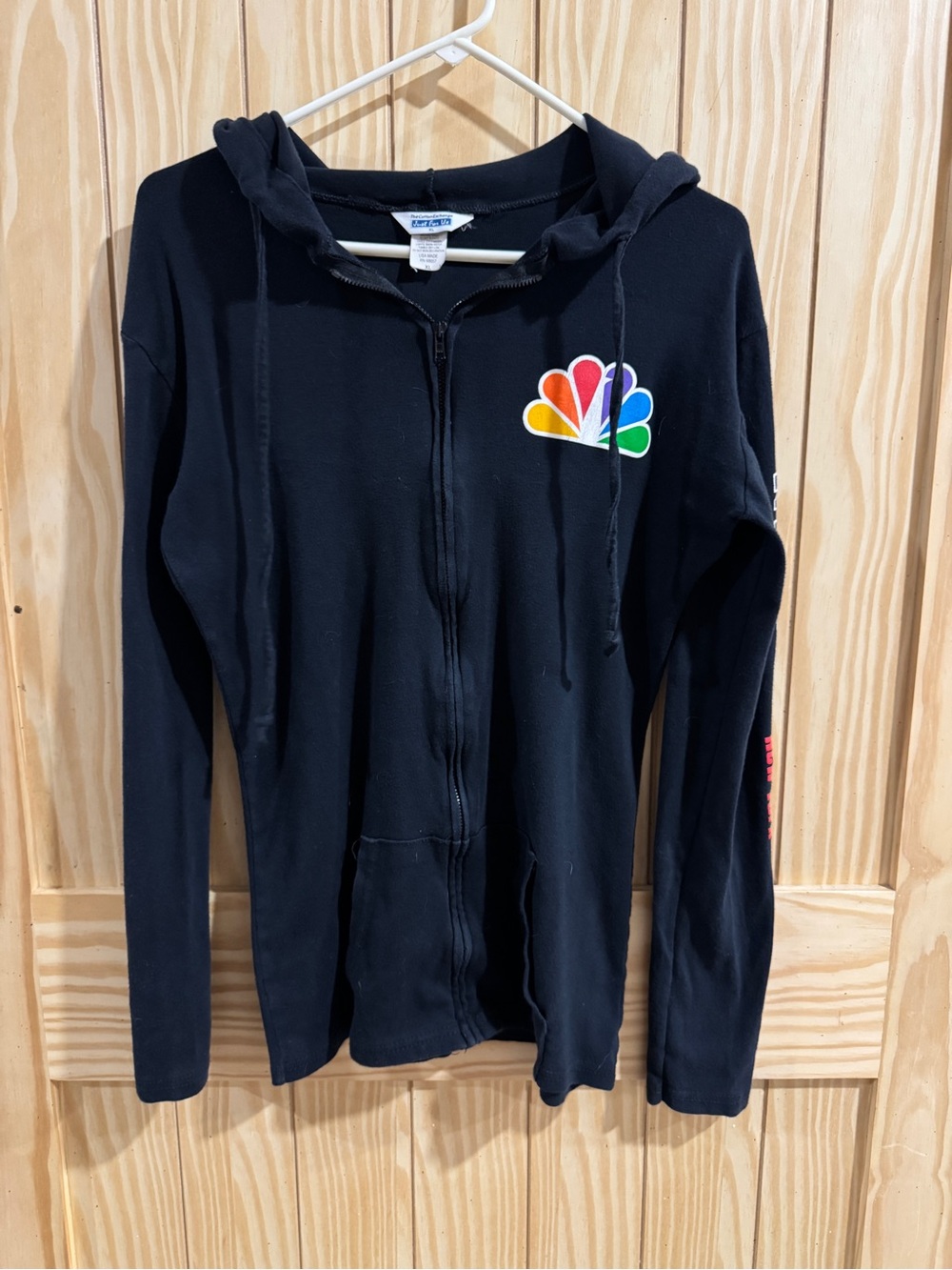 100% Cotton—NBC STUDIOS—full zip black hoodie—XL